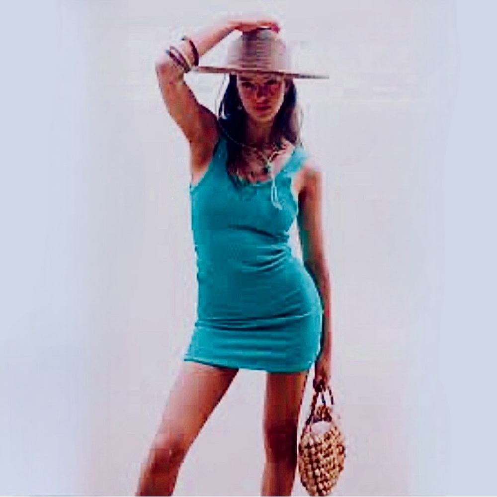 NWT Aramita James Bella Crinkle Mini Dress, Blue, Large, NEW - Picture 4 of 8